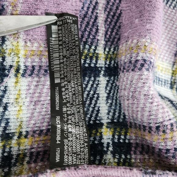 Zara Lavender Plaid Jeweled Oversized Shacket M - Picture 11 of 11